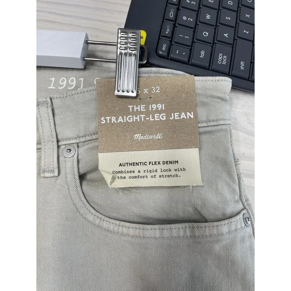 Madewell Men’s 1991 Straight Leg Jeans Washed Olive NWT Size 35/32